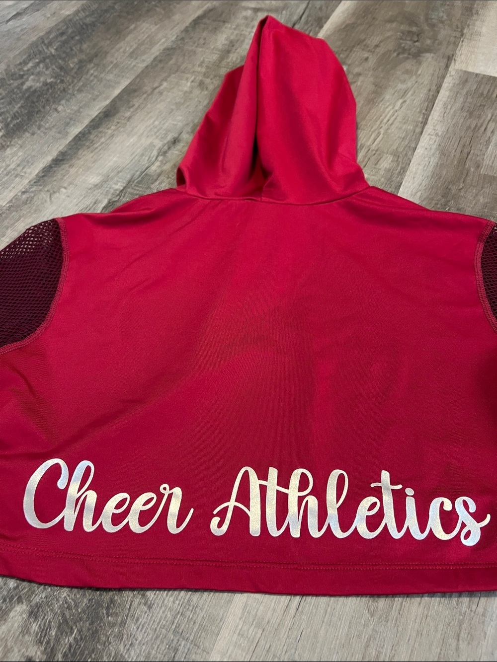 NWT Rebel Athletic Cheer Athletics red mesh hooded crop top size YM - Picture 4 of 5